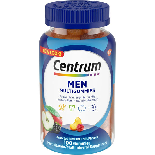 Centrum Multivitamin/Multimineral Supplement, Men, Gummies, Assorted Natural Fruit Flavors