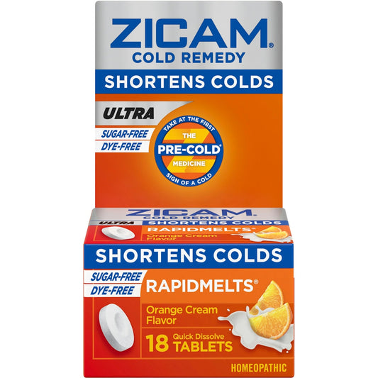 Zicam Zinc Cold Remedy Ultra Rapid Melts Quick Dissolve Tablets Orange Cream Flavor 18ct