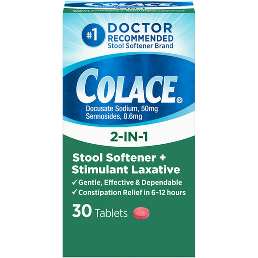 Colace Stool Softener + Stimulant Laxative, 2 In 1, Tablets