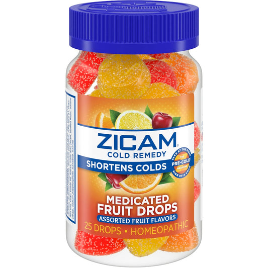 Zicam Cold Remedy Zinc Medicated Fruit Drops, Assorted, 25 Count