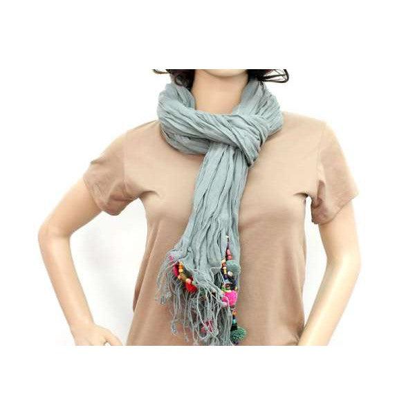 Cotton Pom Pom Sustainably Made Scarf - Thailand