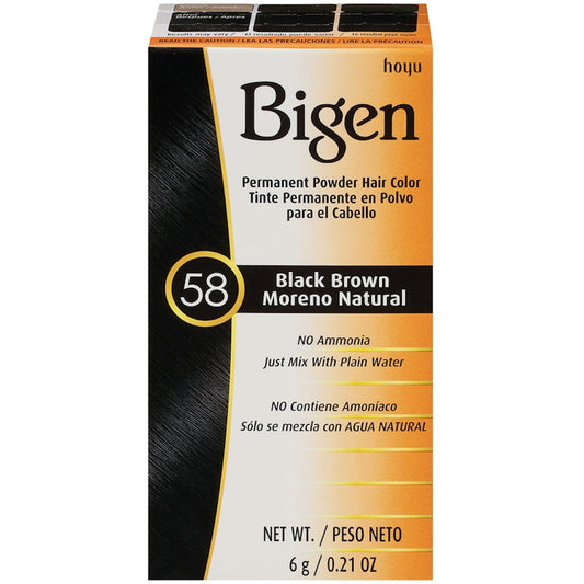 Bigen Hair Color, Permanent Powder, Black Brown 58 0.21 Oz