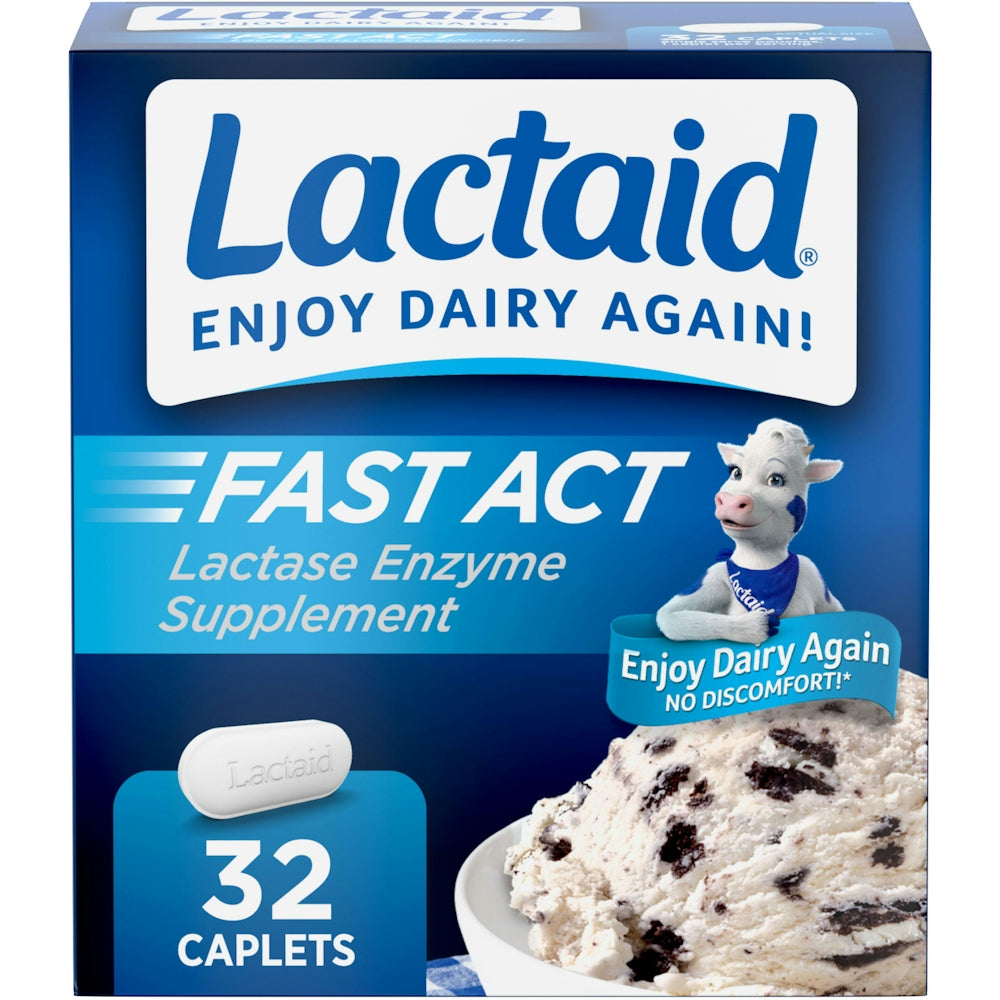 Lactaid Lactase Enzyme Supplement, Fast Act, Caplets