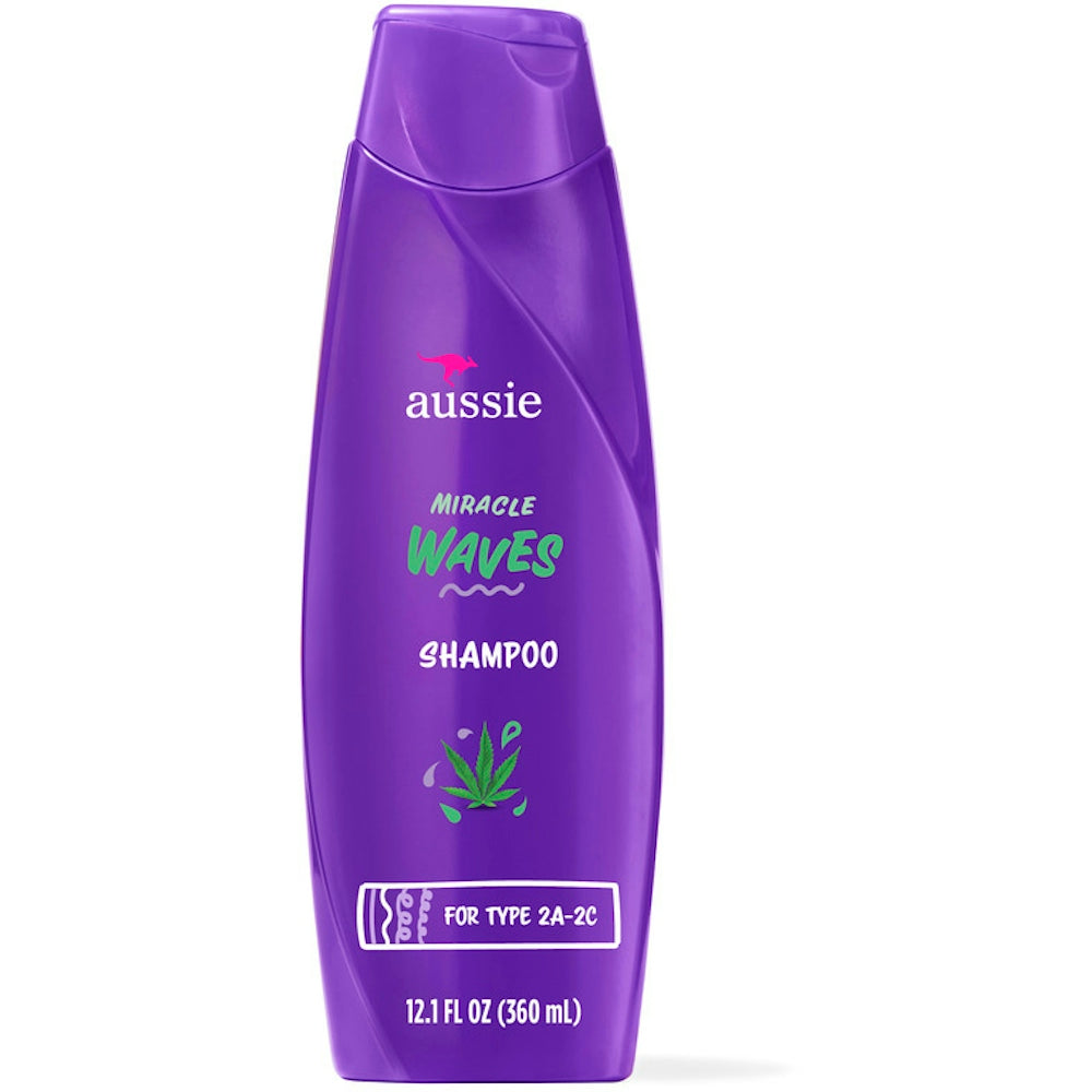 Aussie Miracle Waves Anti-Frizz Hemp Paraben-Free Shampoo - 12.1 Fl Oz