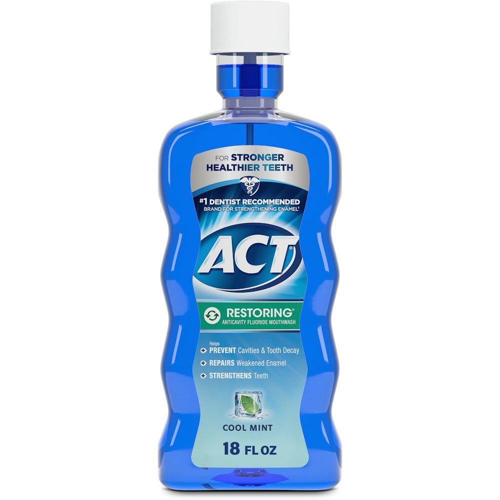 Act Restoring Cool Mint Anticavity Fluoride Mouthwash 18 Fl Oz