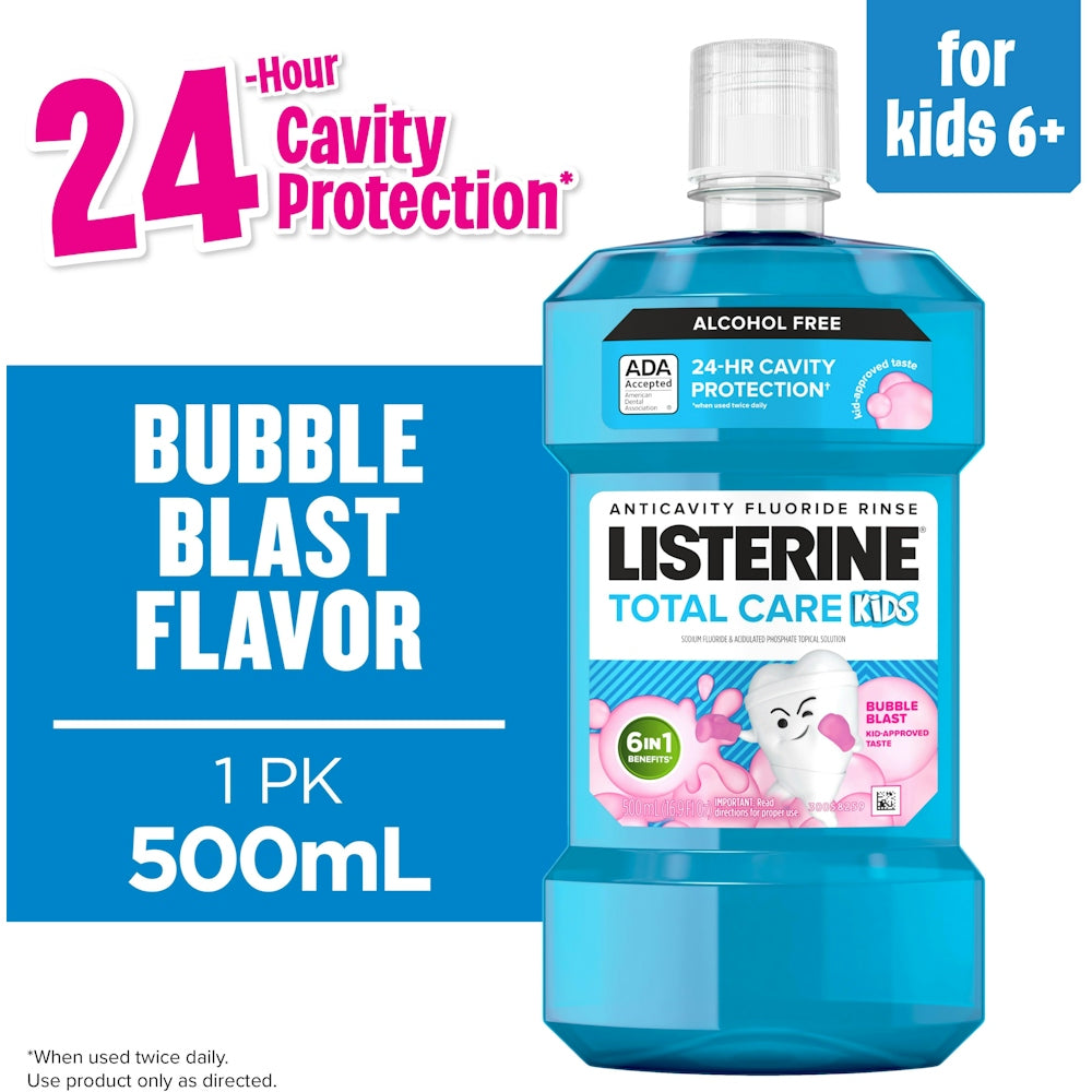 Listerine Smart Rinse, Mouthwash, Anticavity Fluoride, Bubble Blast, 16.9 Fl Oz