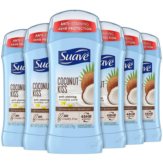 Suave Antiperspirant Deodorant, Coconut Kiss, Invisible Solid 2.6 Oz