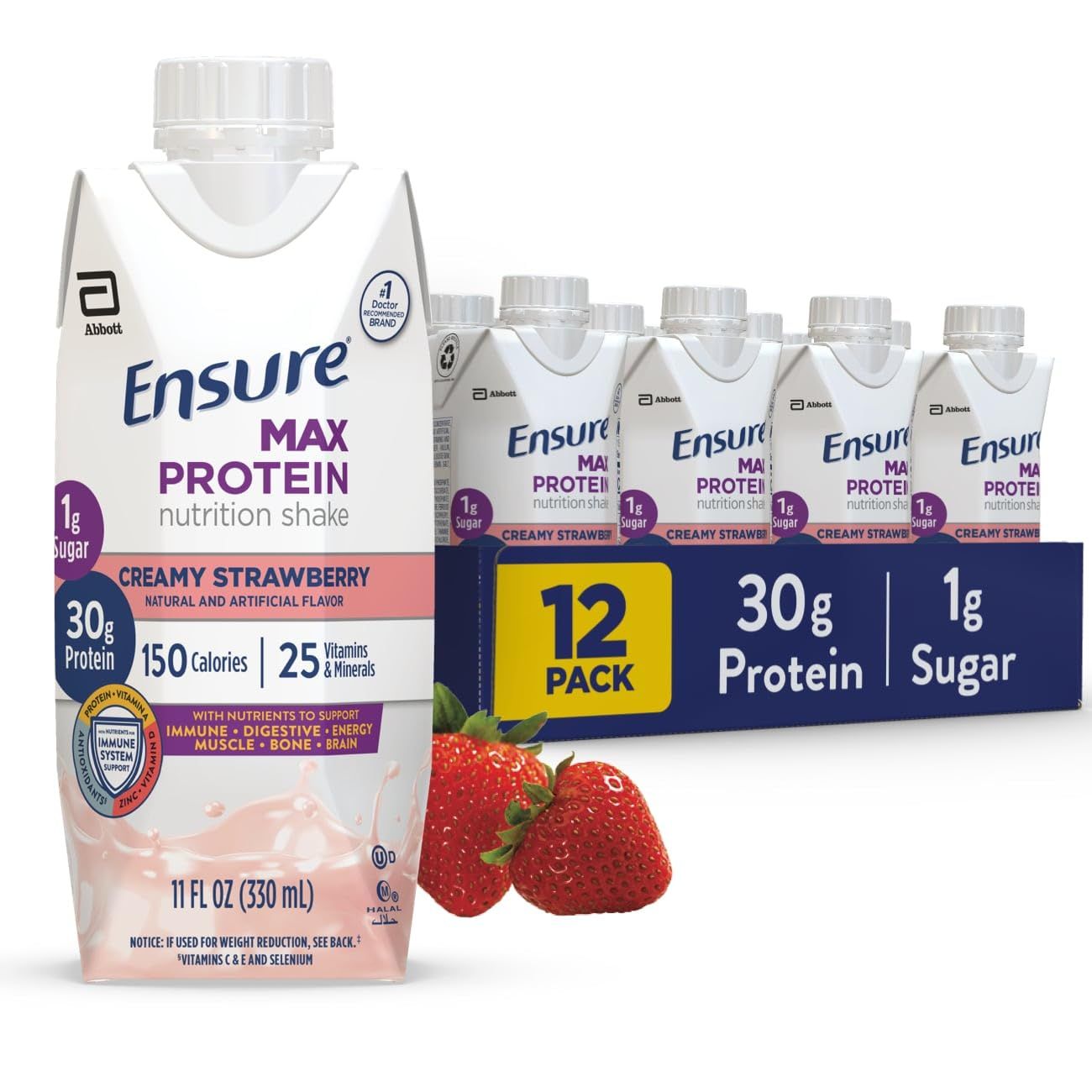 Ensure Max Protein Nutrition Shake Creamy Strawberry 11 Fl Oz