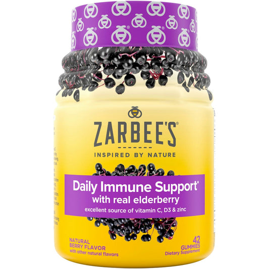Zarbee's Daily Immune Support With Real Elderberry Gummies, Natural Berry Flavor