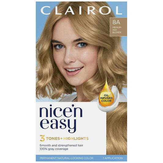 Clairol Nice N Easy Permanent Hair Color 8A Medium Ash Blonde