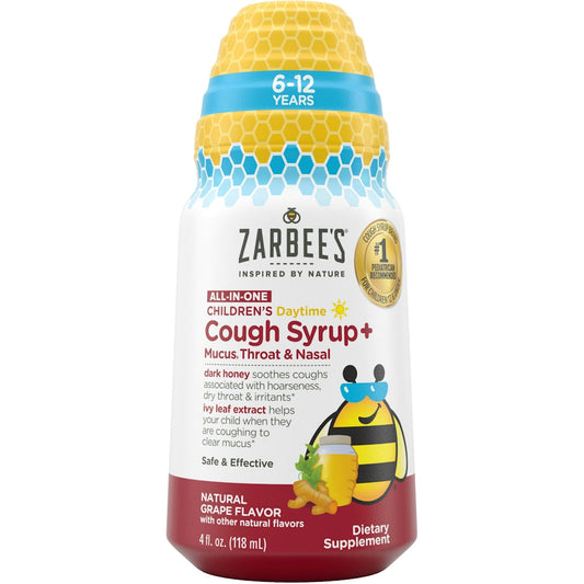 Zarbee's Cough Syrup Mucus, Throat Nasal, Daytime, Natural Grape Flavor, Children's 4 Fl Oz