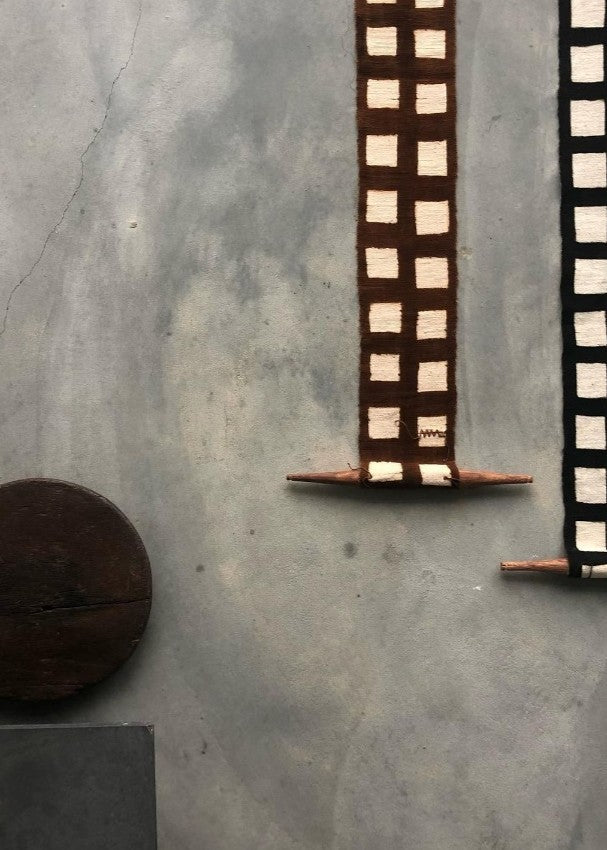 Process Bogolan Wall Totem in Brown with White Squares