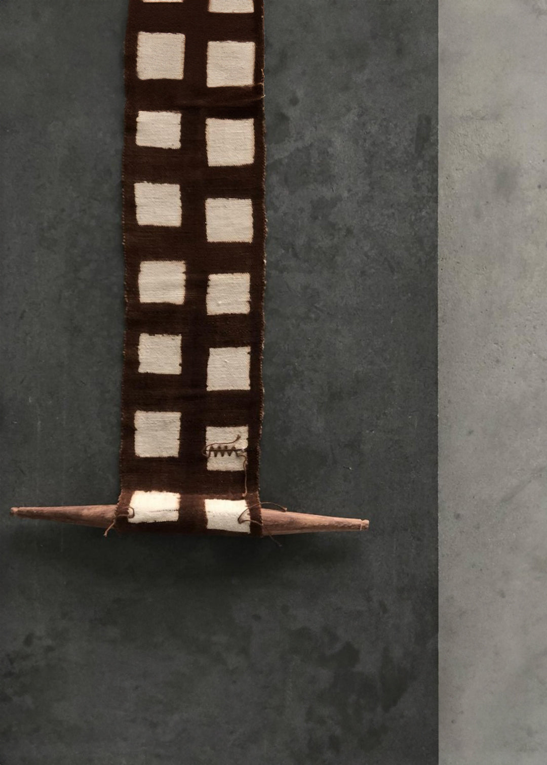 Process Bogolan Wall Totem in Brown with White Squares