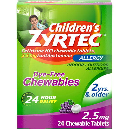 Zyrtec Children's 24 Hour Allergy Chewable Tablets, Grape