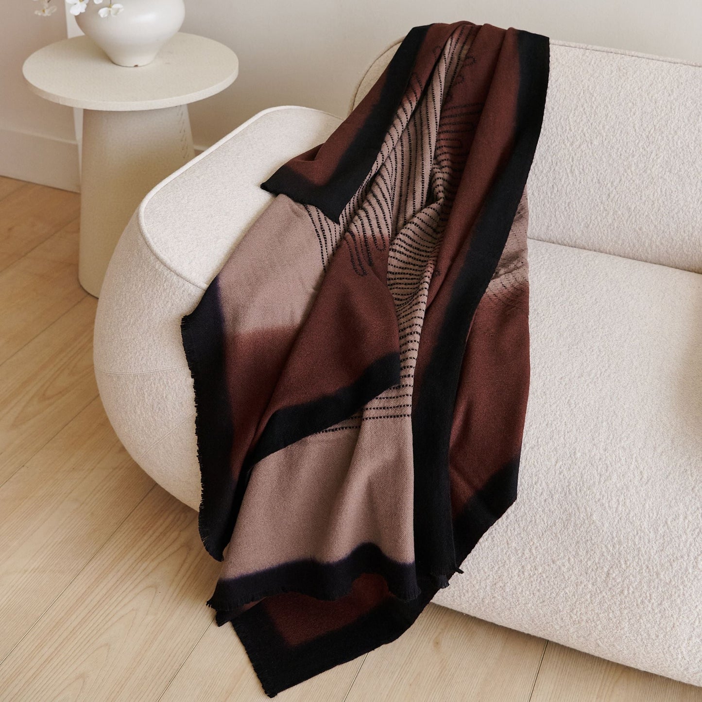 Handwoven Mink Brown Myrtle Drift Merino Throw
