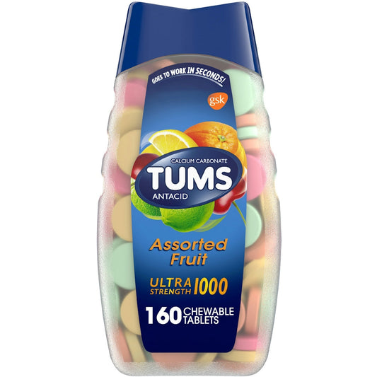 Tums Ultra Strength Chewable Antacid Tablets For Heartburn Relief, Assorted Fruit