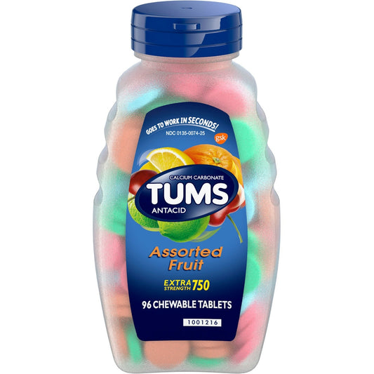 Tums Extra Strength Heartburn Relief Chewable Antacid Tablets, Fruit