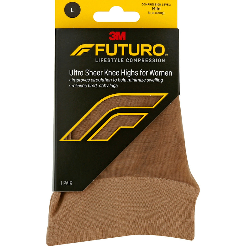 Futuro Energizing Ultra Sheer Knee Highs Mild Large Nude 1 Pair