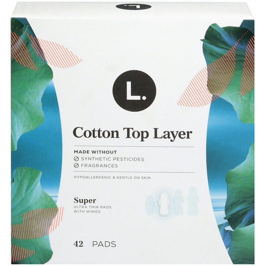 L. Pads, With Wings, Ultra Thin, Super, Cotton Top Layer