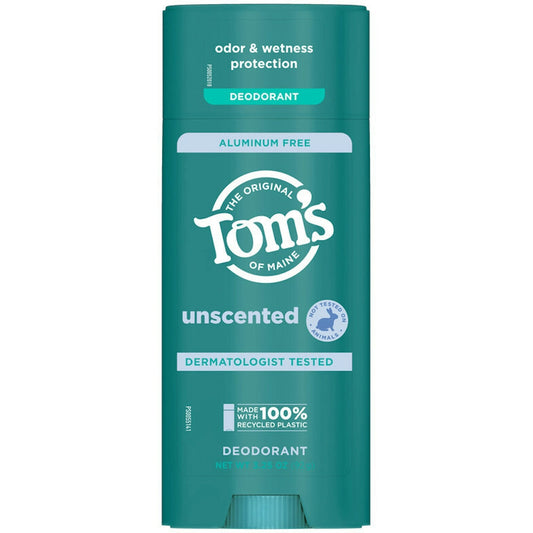 Tom's of Maine Unscented Aluminum Free Deodorant 3.25 Oz Stick