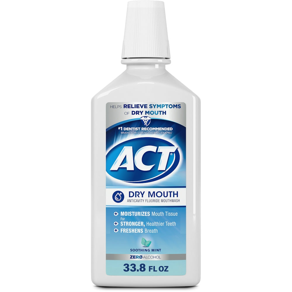 ACT Total Care Dry Mouth Anticavity Fluoride Mouthwash Soothing Mint 33.80 Oz