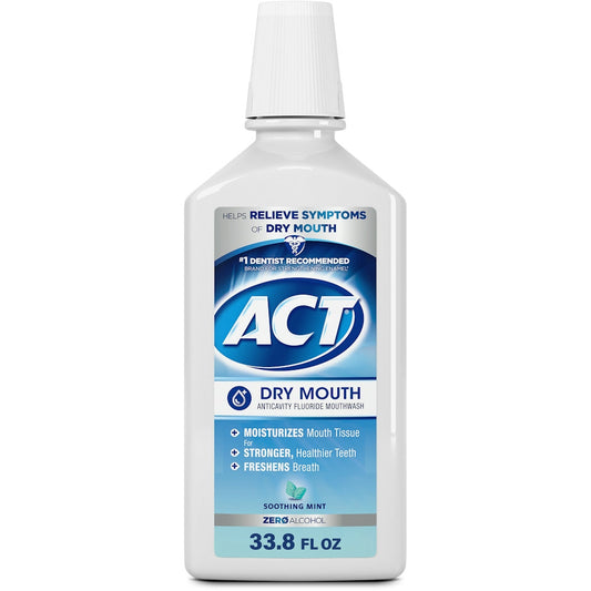 ACT Total Care Dry Mouth Anticavity Fluoride Mouthwash Soothing Mint 33.80 Oz