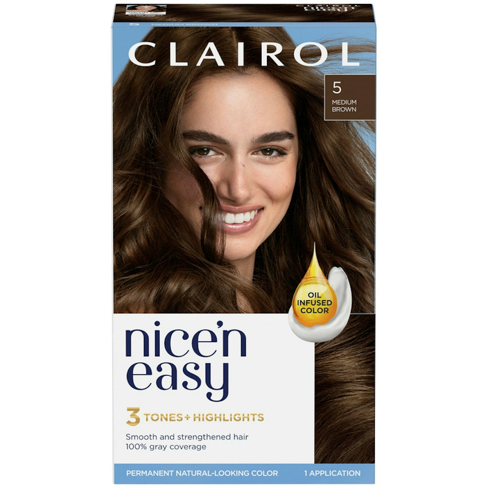 Clairol Nice 'N Easy Permanent Hair Color, Medium Brown 5