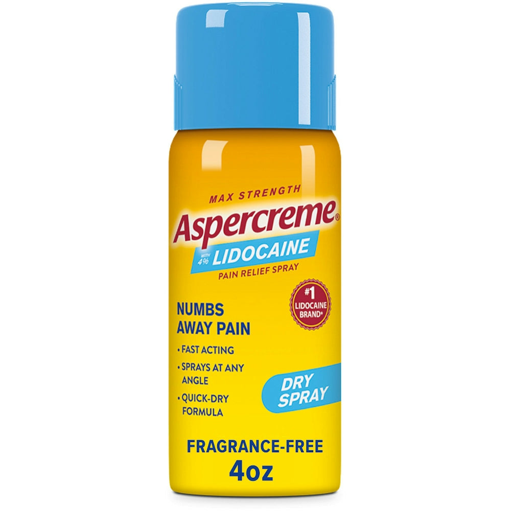 Aspercreme Odor Free Max Strength Lidocaine Pain Relief Dry Spray - 4 Oz