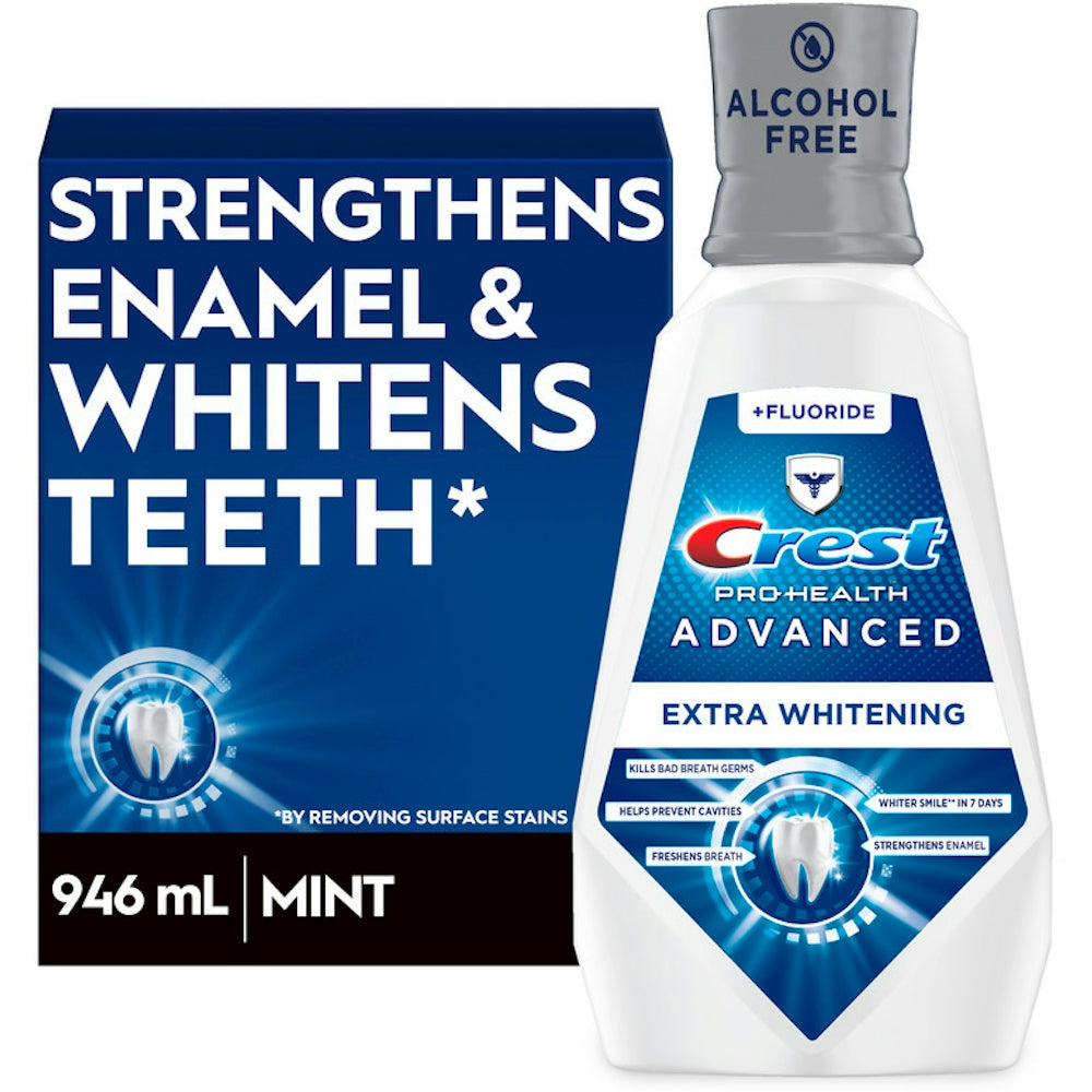 Crest Pro-Health Advanced Mouthwash, Alcohol Free, Extra Whitening, Energizing Mint Flavor, 946 mL (32 Fl Oz)