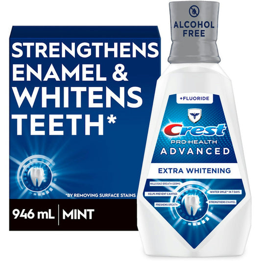 Crest Pro-Health Advanced Mouthwash, Alcohol Free, Extra Whitening, Energizing Mint Flavor, 946 mL (32 Fl Oz)