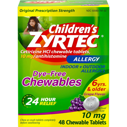 Zyrtec Children's Allergy Dye Free Chewables - Ages 6+ - 10mg - 48ct
