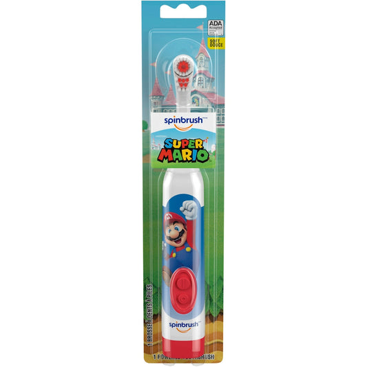 Spinbrush Kids Super Mario Electric Battery Powered Toothbrush Soft Bristles