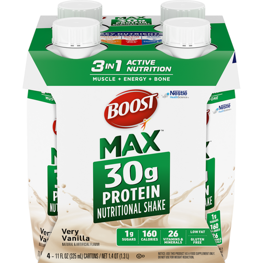 Boost Max 30g High Protein Nutritional Drink Shakes, Very Vanilla, 11 Fl Oz
