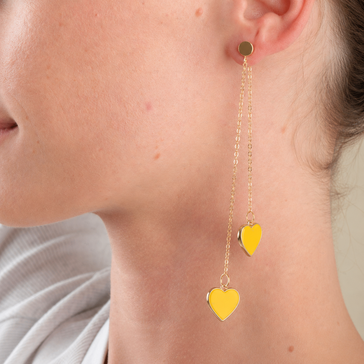 Single Hearted Girl Yellow Heart Earrings | Gold Filled