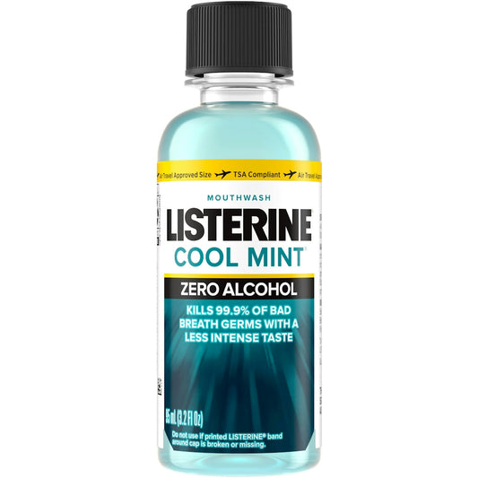 Listerine Mouthwash, Zero Alcohol, Cool Mint 3.2 Fl Oz