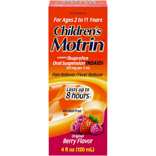 Children's Motrin Pain Reliever/Fever Reducer, Original Berry Flavor, Oral Suspension, 4 Fl Oz