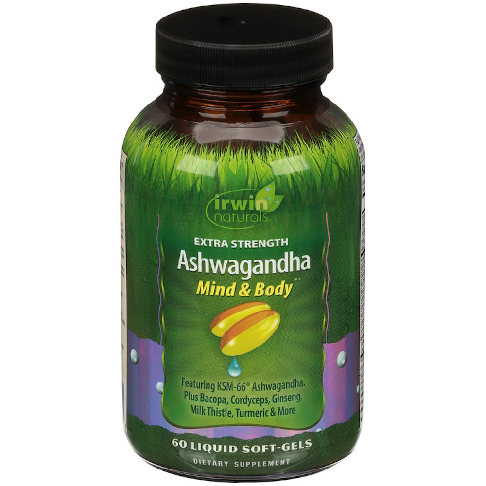 Irwin Naturals Ashwagandha, Mind & Body, Extra Strength, Liquid Soft-Gels