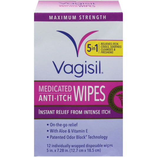 Vagisil Wipes, Medicated, Maximum Strength, Anti Itch