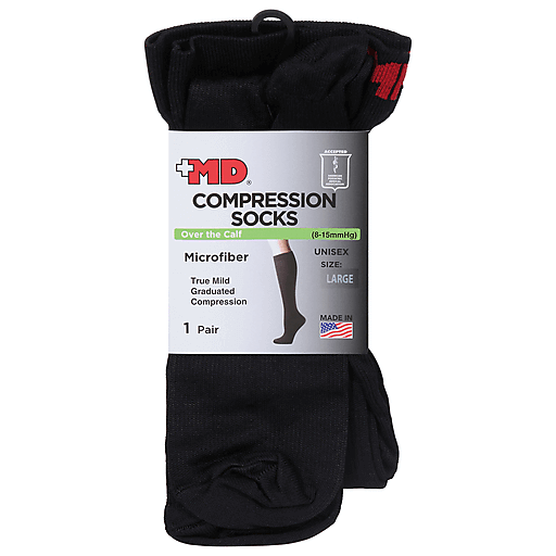 +MD Md Microfiber Over The Calf Compression Socks Black, Large