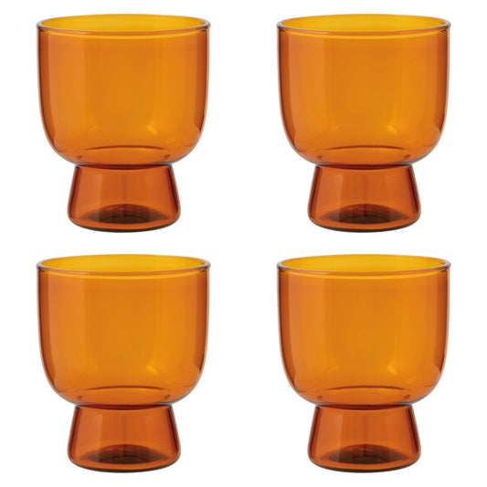 Set of 4 Tumbler 7oz Pedestal Amber
