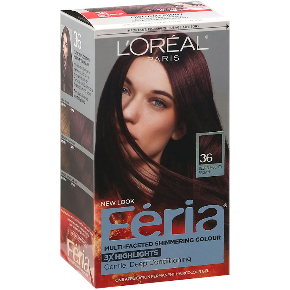 Feria L Oreal Paris Permanent Hair Color 36 Deep Burgundy Brown