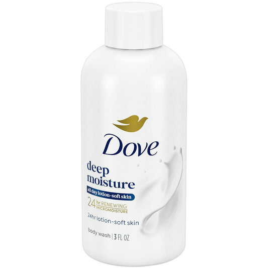 Dove Deep Moisture Body Wash 24hr Lotion-Soft Skin - Trial Size - 3 Fl Oz
