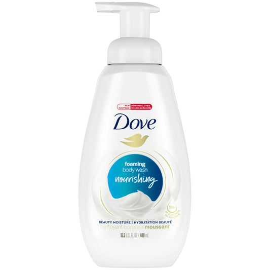 Dove Instant Foaming Deep Moisture Body Wash, Fragrance Free, 13.5 Fl Oz
