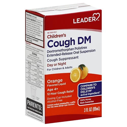 Leader Cough DM, Children's, Orange Flavored Liquid, 3 Oz