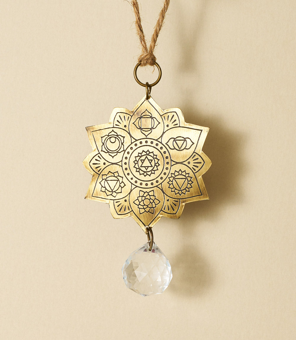 Surya Lotus Engraved Brass Suncatcher - Osadia Concept Store