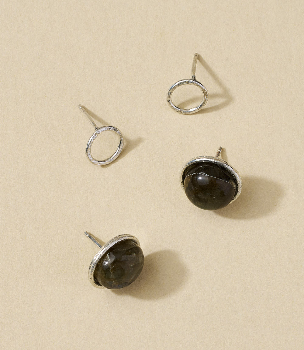 Indali Labradorite Semiprecious Stud Earrings - Set of 2 - Osadia Concept Store