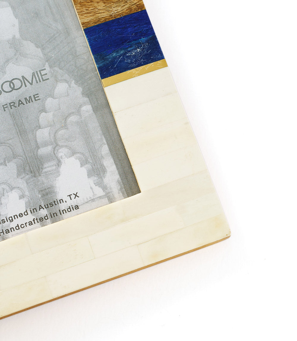Kaveri Striped 5x7 Picture Frame - Carved Bone & Wood - Osadia Concept Store