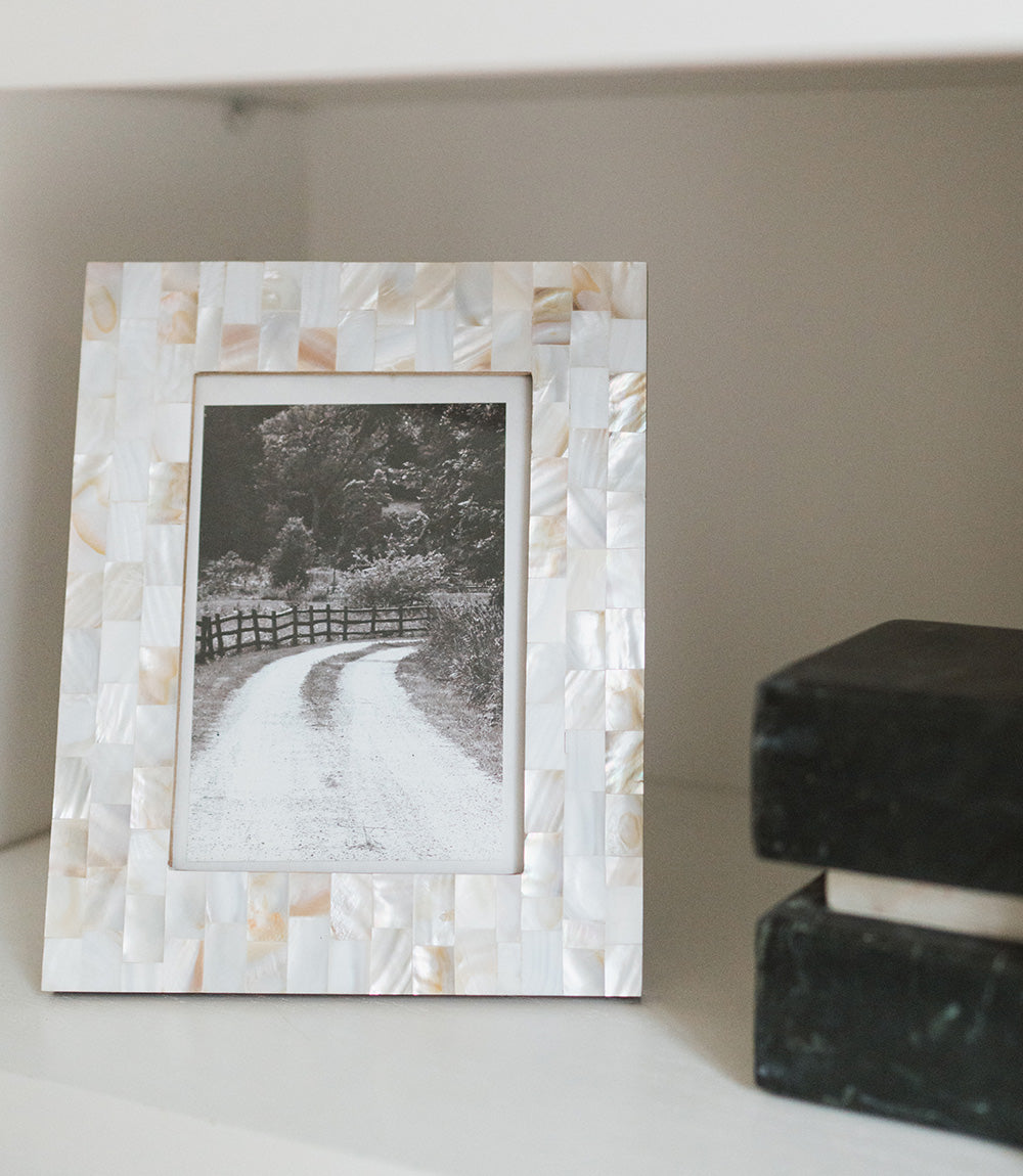 Chitra 5x7 Mother of Pearl Picture Frame- Hand Carved Fair Trade - Osadia Concept Store