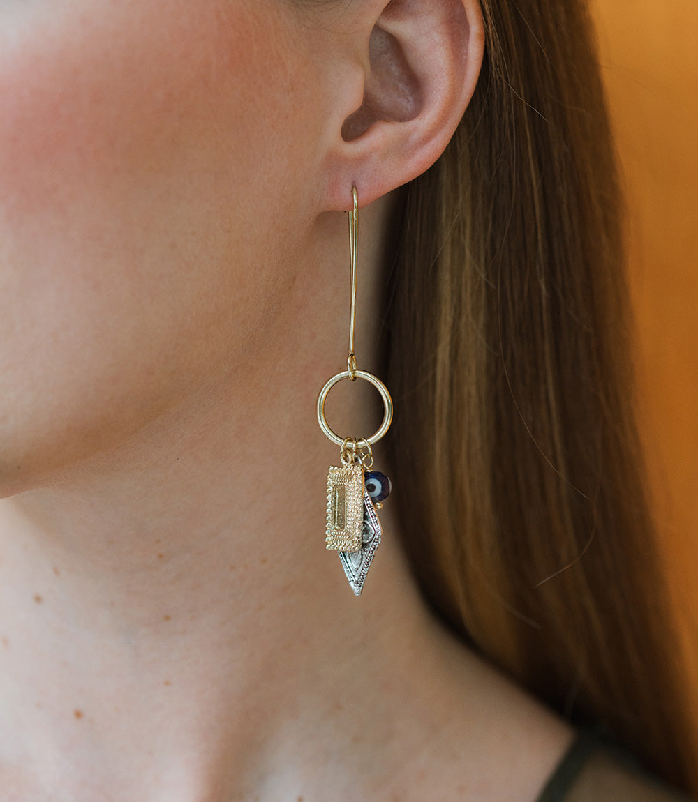 Drishti Evil Eye Dangle Drop Charm Earrings - Osadia Concept Store