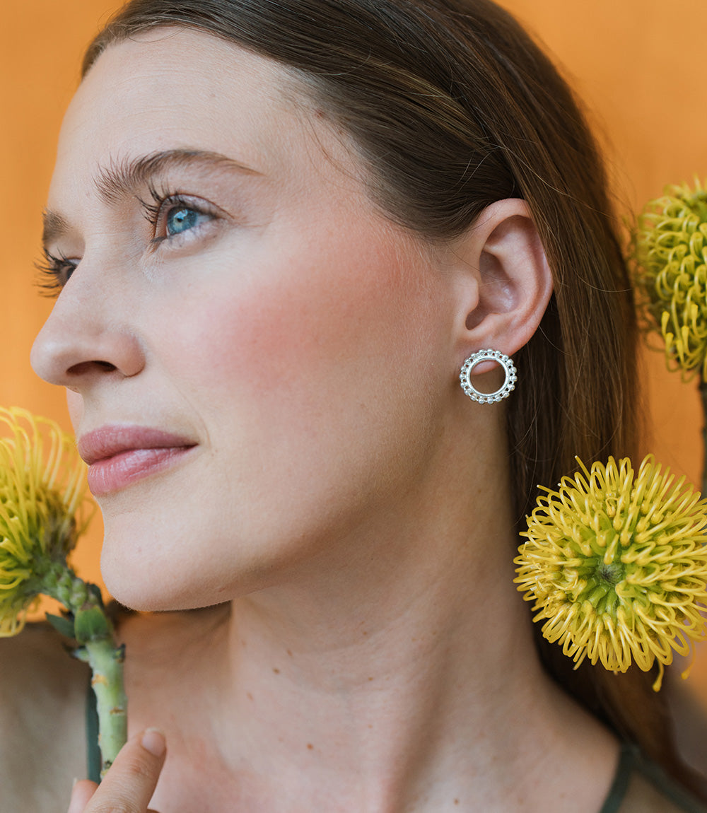 Bhavani Circle & Shield Stud Earrings - Set of 2 - Osadia Concept Store